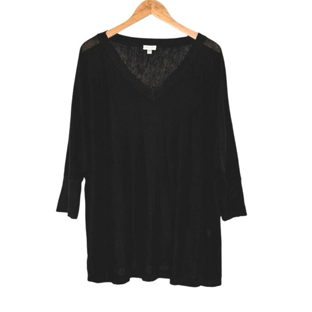 Garnet Hill black linen tunic sweater size XL